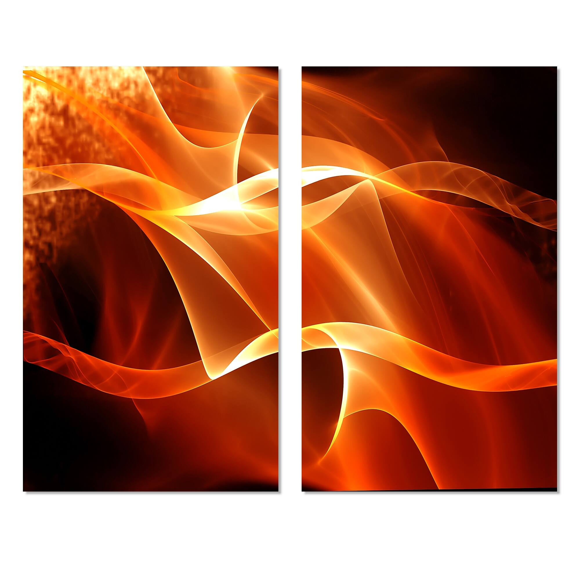 Designart "Orange 3d Abstract Fractal Waves" Contemporary Abstract