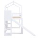 preview thumbnail 7 of 10, Twin Size Wood House Loft bed with Slide, Storage shelves & Light, Climbing Ramp, White