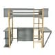 preview thumbnail 25 of 37, Full Size Stylish Design Wood Loft Bed With Built-in Storage Cabinet and Cubes,Foldable desk,Modern Design,White