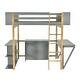 preview thumbnail 28 of 36, Twin Size Solid Wood Loft Bed with Built-in Storage and Foldable Desk