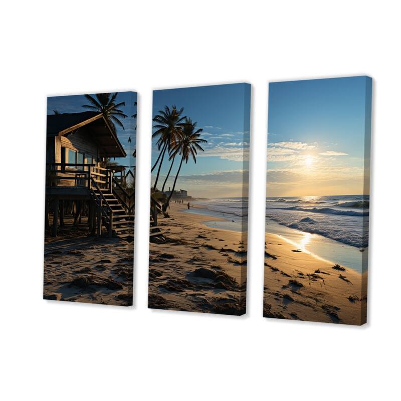 Designart "Beach Photo Tropical Vibes III" Nautical & Beach Canvas Wall Art Set