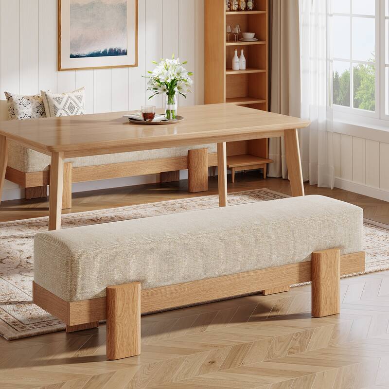 Upholstered Dining Bench, Padded Seat Kitchen Bench, Accent Seat Living/Dining Room Stool