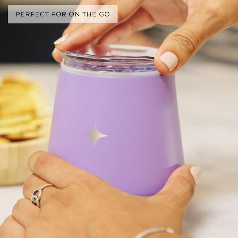 JoyJolt Vacuum Insulated Stainless Steel Stemless Wine Tumbler with Lid - 12 oz