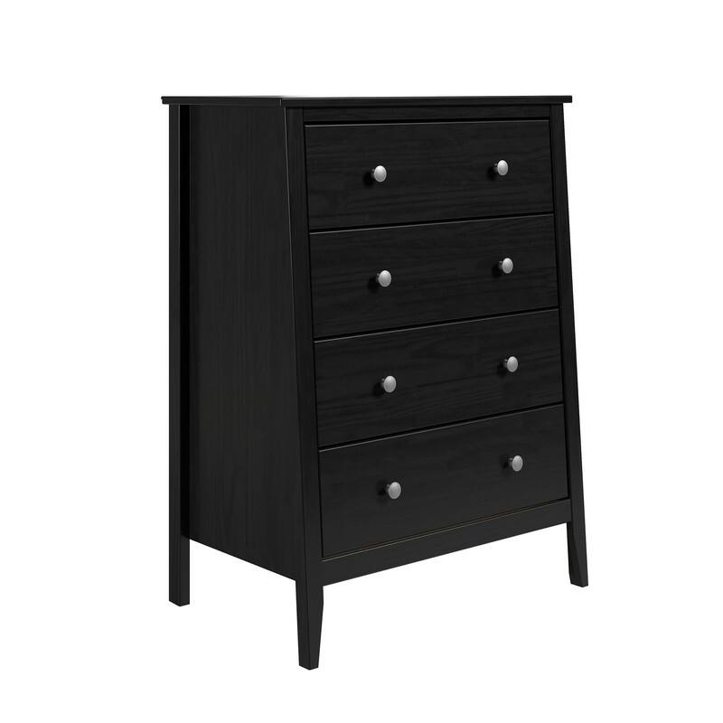 Jela Solid Wood 4 Drawer Dresser - Black