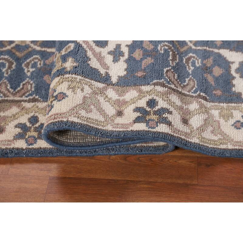 Blue & Ivory Oushak Oriental Runner Rug Handmade Wool Carpet - 2'9"x 7'9"