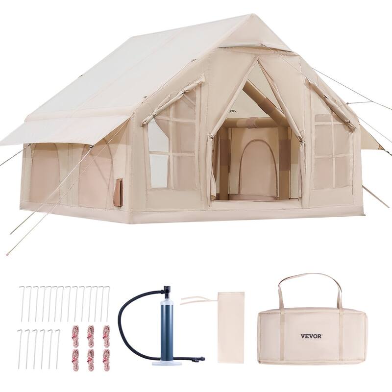 Inflatable Tent for Camping 4-6 Person Glamping Tent with Pump Easy Set up - Multi