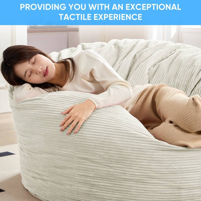 Mixoy Corduroy Bean Bag Lazy Sofa Chair Bed,Convertible Adult Beanbag from Lazy Chair to Floor Mattress,Machine Washable