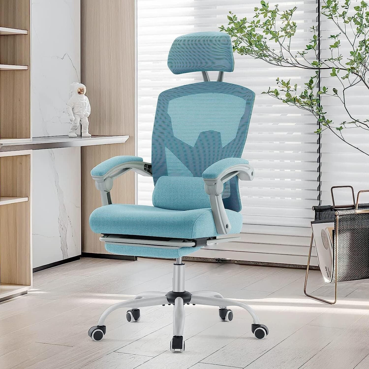 Ergonomic Office Chair with Footrest, High-Back Mesh Rolling Swivel Reclining Chairs Computer Desk Seat