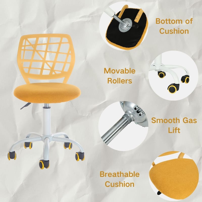 HomyLin Armless Home Office Task Chair Kids Desk Chair Mid-Back