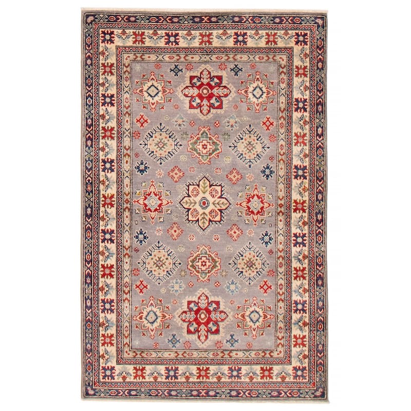ECARPETGALLERY Hand-knotted Uzbek Ghazni Grey Wool Rug - 3'10 x 6'1 - Grey - 3'10 x 6'1