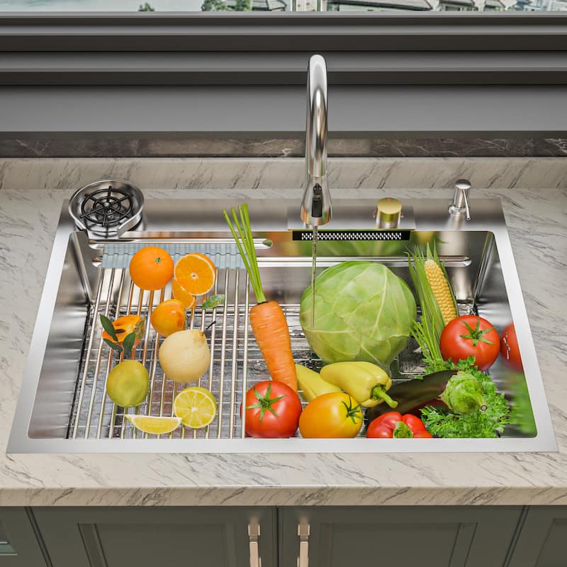 33 Inch Farmhouse Sink Front Kitchen Sink Workstation Single Bowl