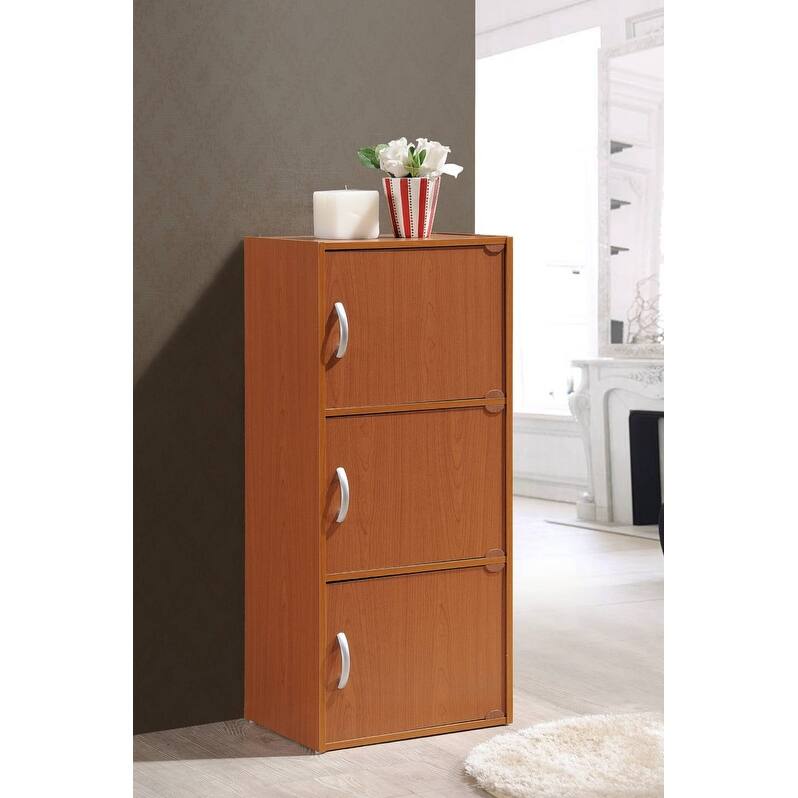 Hodedah 3-Shelf, 3-Door Bookcase