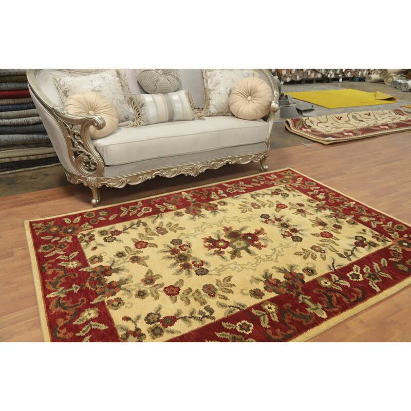 Handmade Wool Floral Indian Area Rug 6x8 - 8' 2'' X 5' 6''