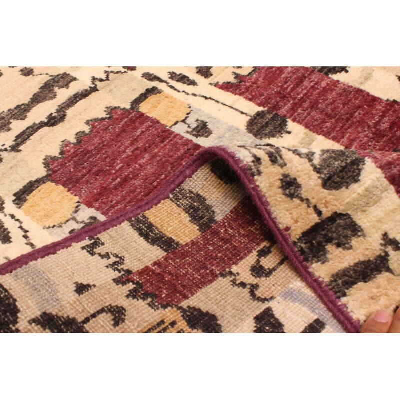 ECARPETGALLERY Hand-knotted Peshawar Ziegler Burgundy Wool Rug - 7'9 x 10'0