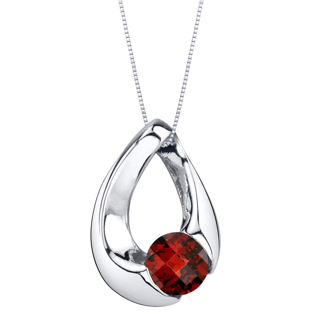 1 ct Garnet Pendant in Sterling Silver