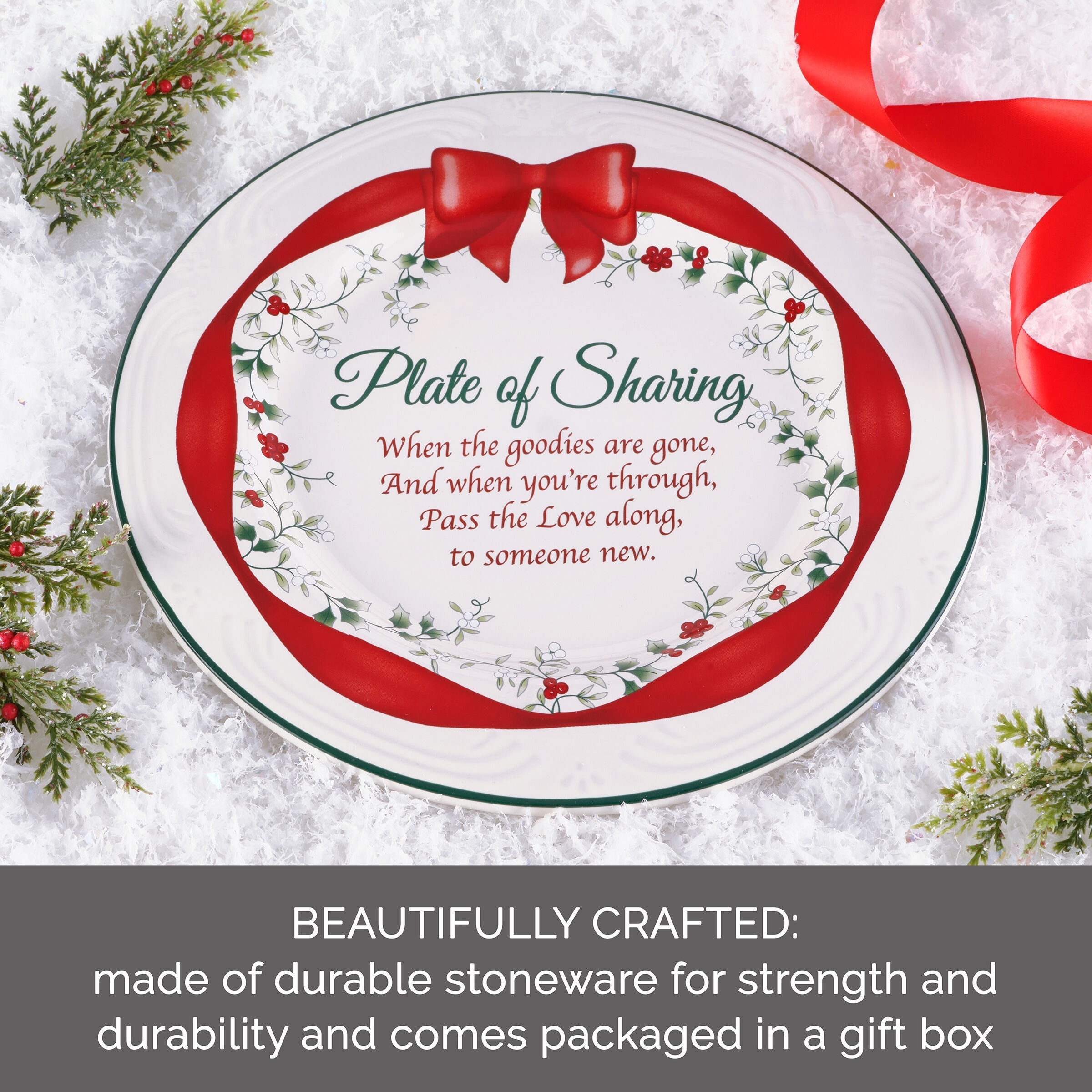 Pfaltzgraff Winterberry Red Ribbon Share Plate, 12 Inch On Sale