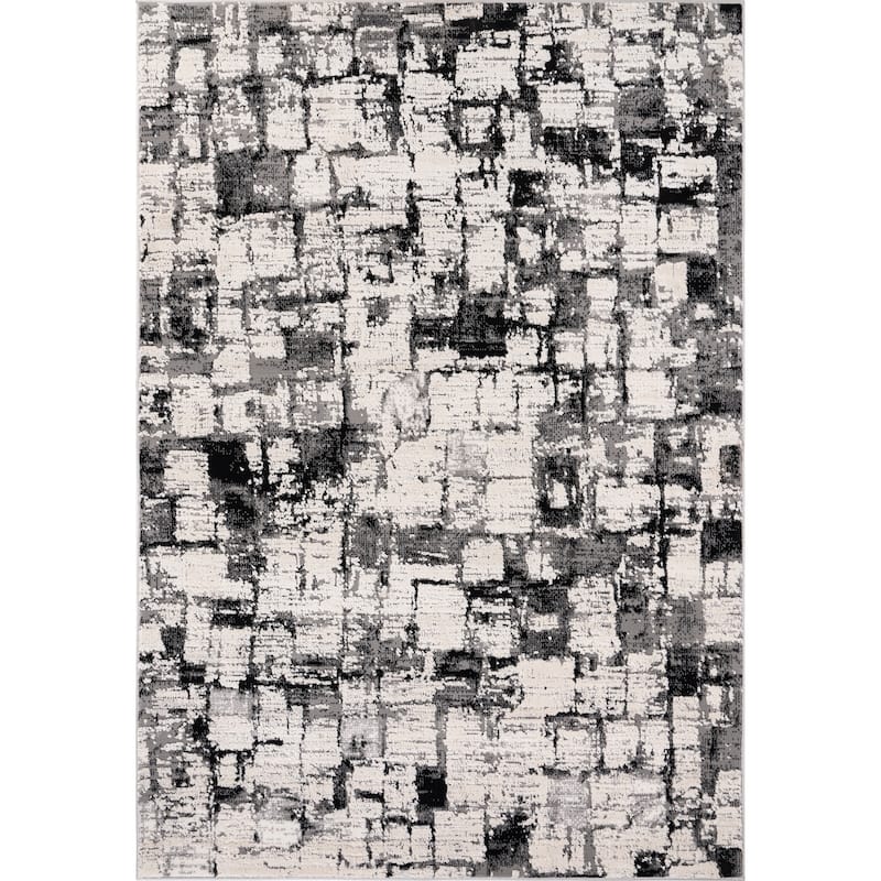 Cairo Collection Transitional Bone/Black Abstract Area Rug