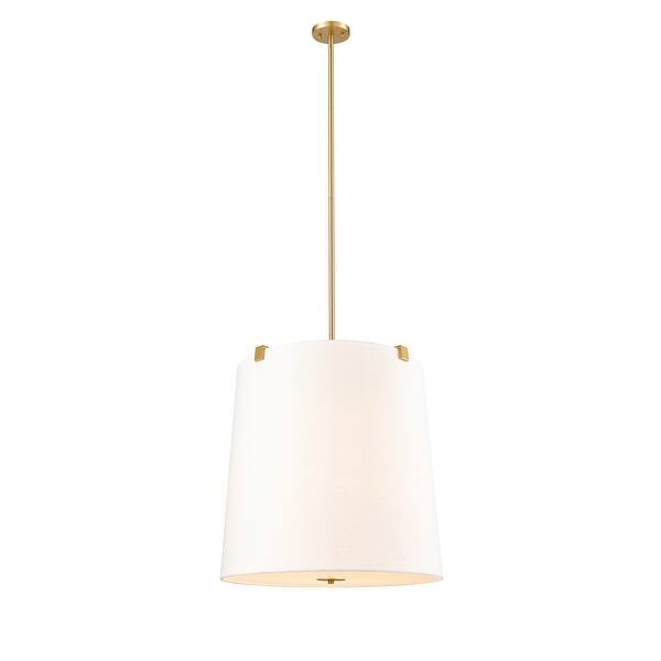 Weston by Z-Lite 6 Light Pendant in Modern Gold with White Linen Fabric ...
