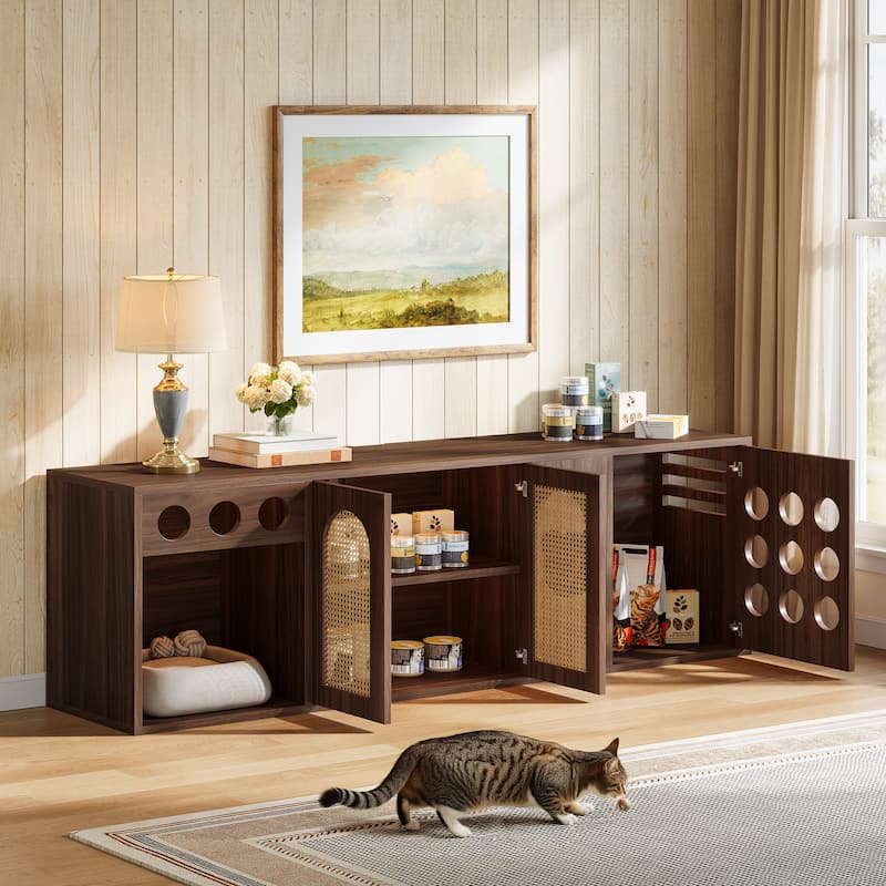 70.9-Inch Cat Litter Box Enclosure, Extra Large Box Furniture Cabinet