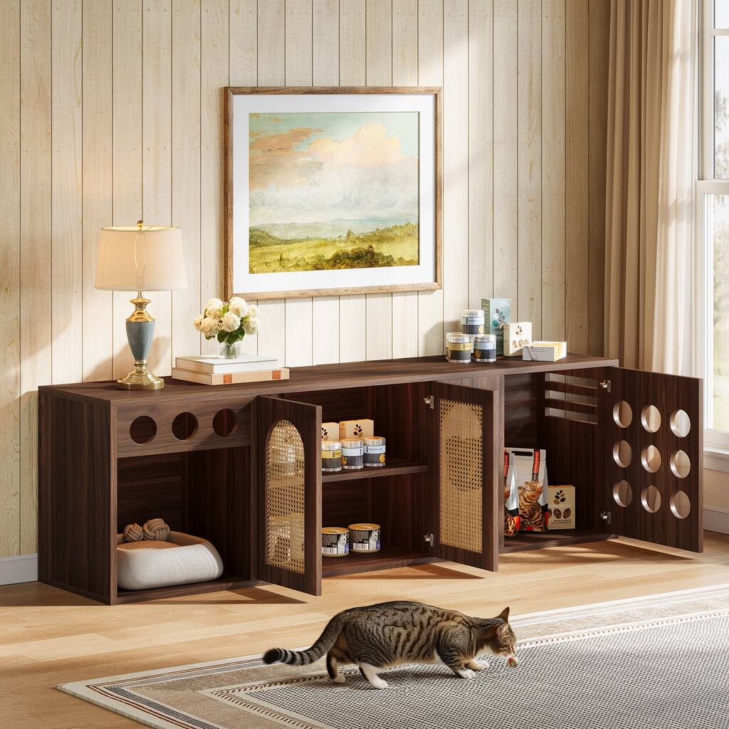 Extra Large Cat Litter Box Enclosure, 70.9-Inch Box Furniture Cabinet