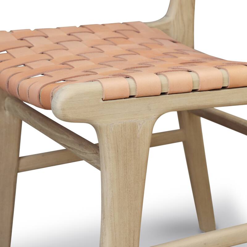Poly and Bark Banda Teak & Leather Dining Chair - Solid Teak Wood Frame