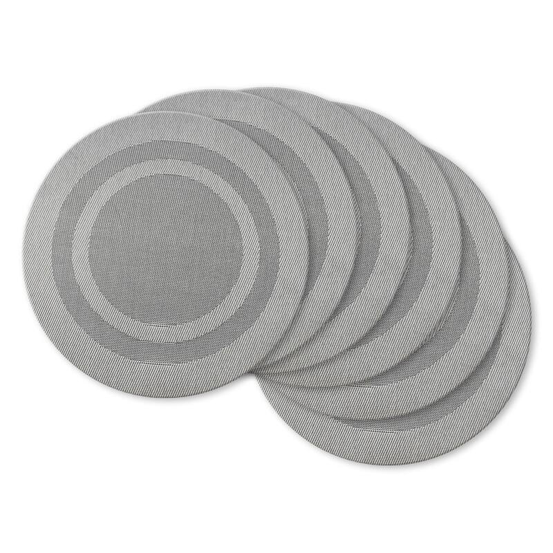Design Imports Silver Doubleframe Kitchen Placemat Set (Set of 6) - Round - Bordered Silver