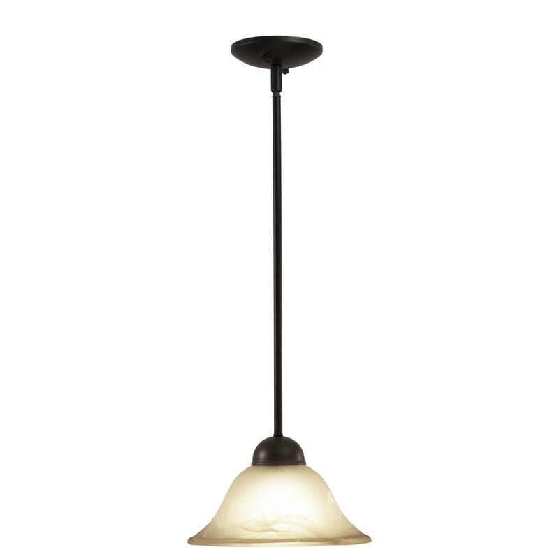 Da Vinci Bronze Mini Pendant Ceiling Light White Glass - 9.75-in W x 16.38-in H x 9.75-in D - Oil Burnished Bronze - 9.75-in W x 16.38-in H x 9.75-in D