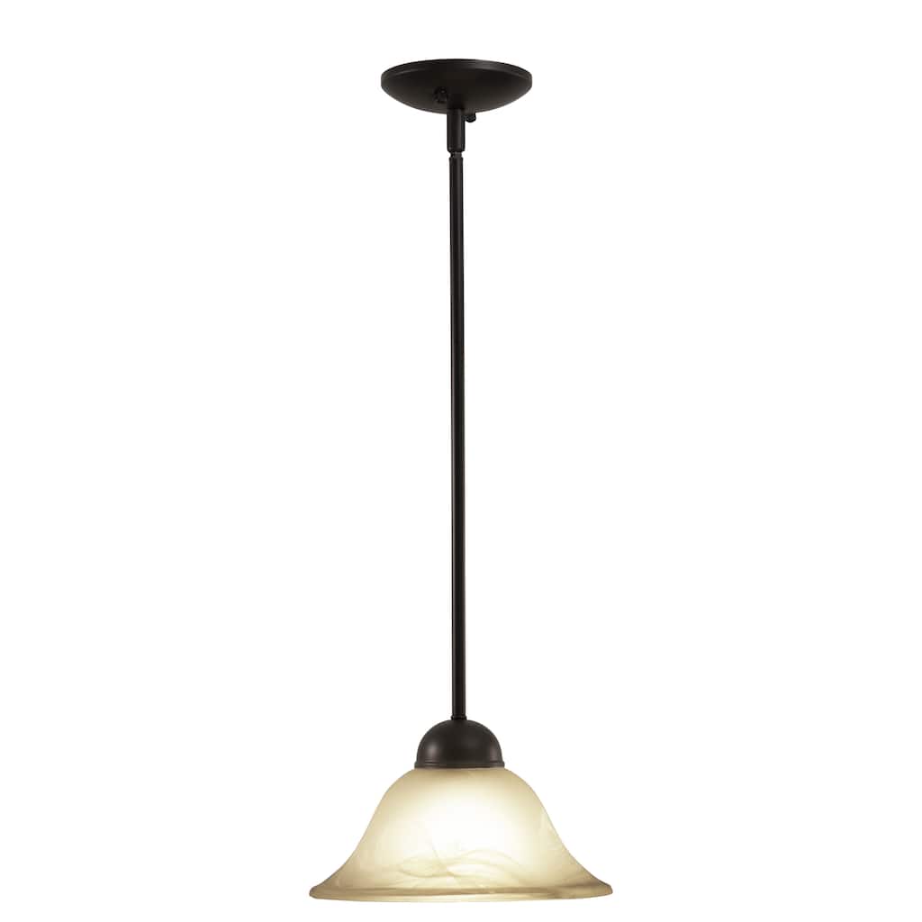 Da Vinci Bronze Mini Pendant Ceiling Light White Glass - 9.75-in W x 16.38-in H x 9.75-in D