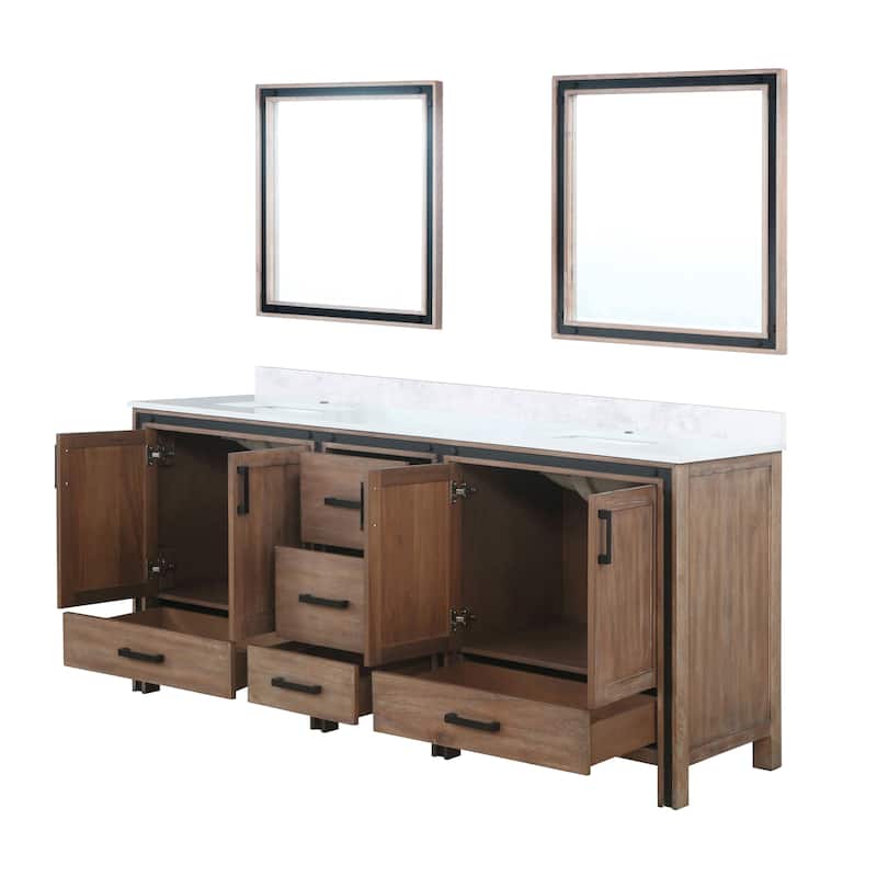 Ziva Bath Vanity, White Quartz Top and Mirrors