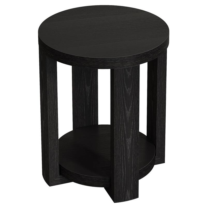 2-Tier Round End Table, Side Accent Snack Table, Living Room Bedroom Bedside Nightstand Furniture