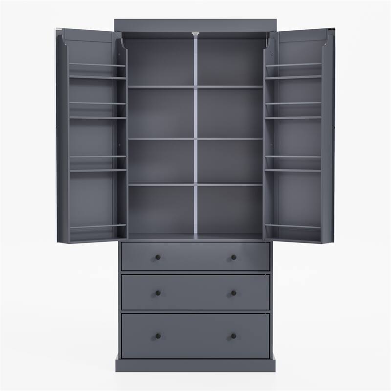 Farmhouse Kitchen Pantry, Freestanding Tall Cupboard Storage Cabinet