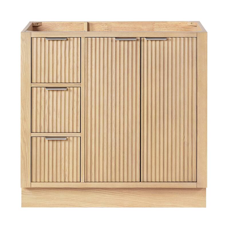 Ariel P36-R-BC Milan 36" Single Free Standing Vanity Cabinet Only - Oak / Brushed Nickel