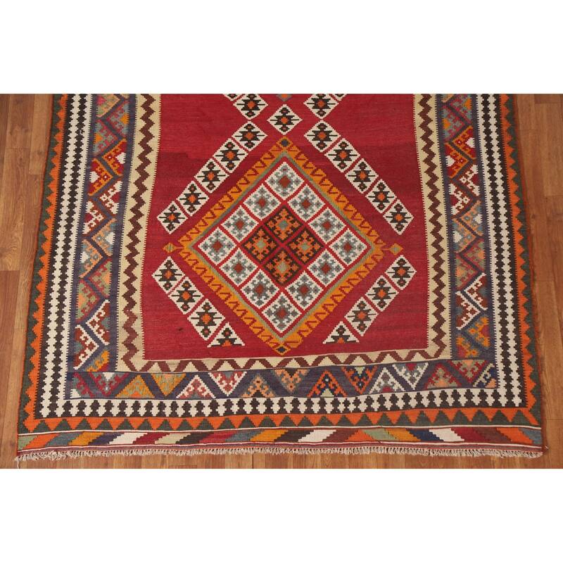 Vegetable Dye Kilim Qashqai Persian Vintage Area Rug - 5'3"x 7'7"