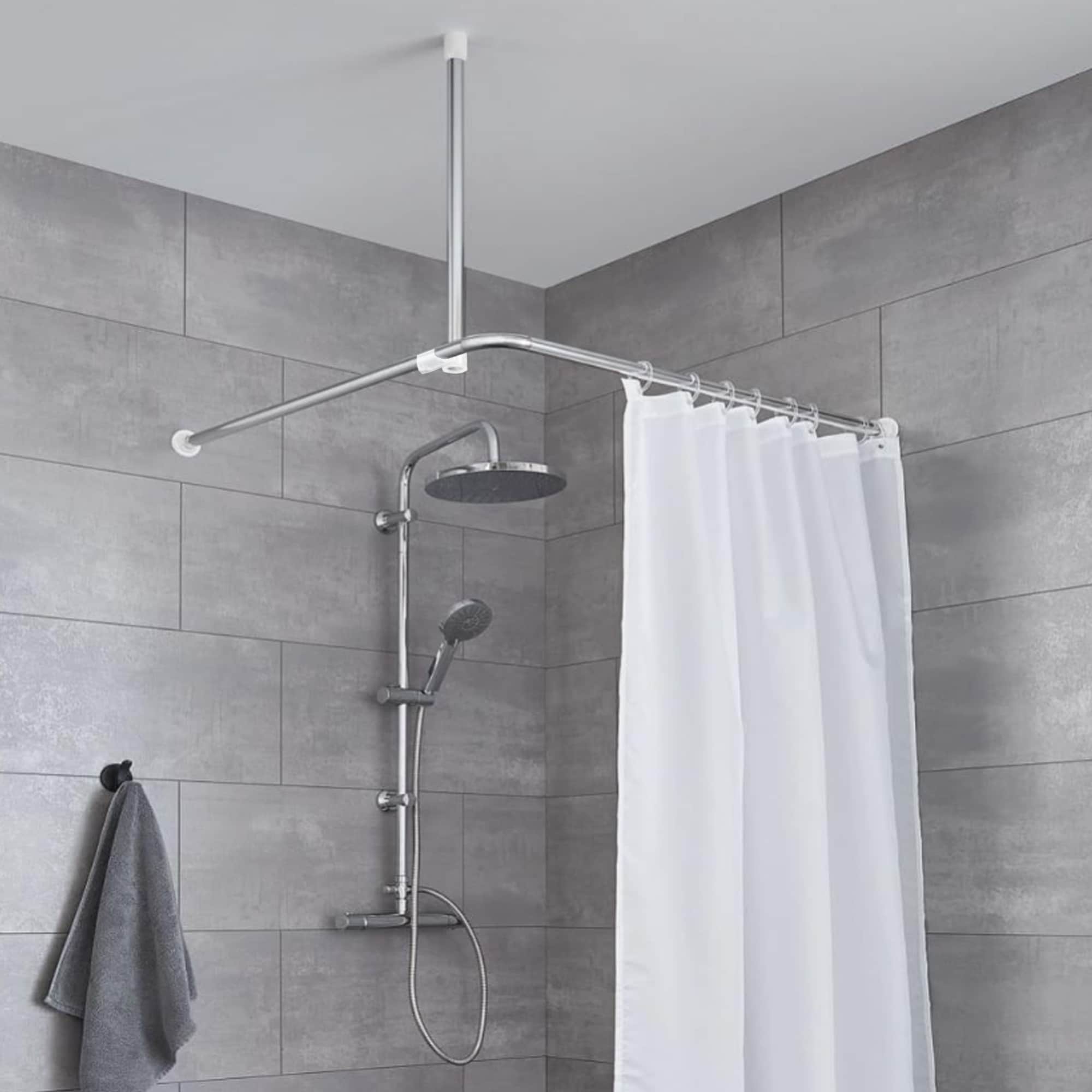 Adjustable Ceiling Curtain Rod Mount Support for Bathtub or Shower Curtain Rod