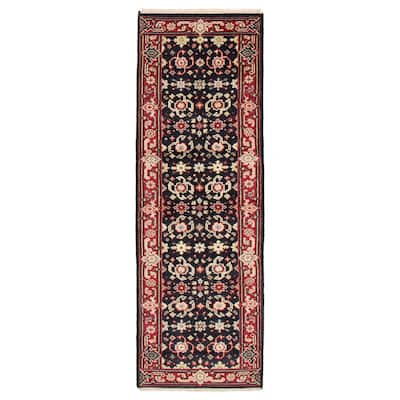 ECARPETGALLERY Hand-knotted Serapi Heritage Dark Navy Wool Rug - 2'6 x 7'10