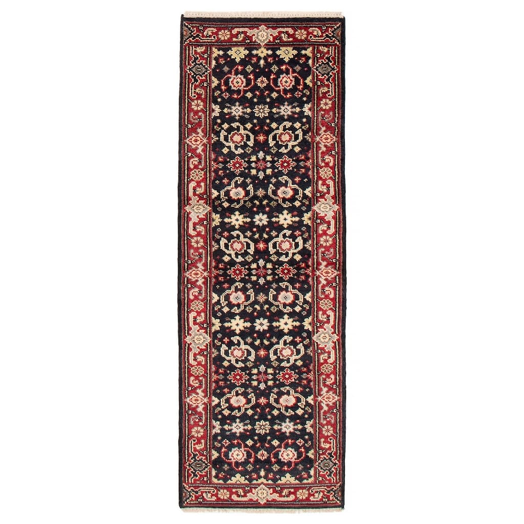 ECARPETGALLERY Hand-knotted Serapi Heritage Dark Navy Wool Rug - 2'6 x 7'10