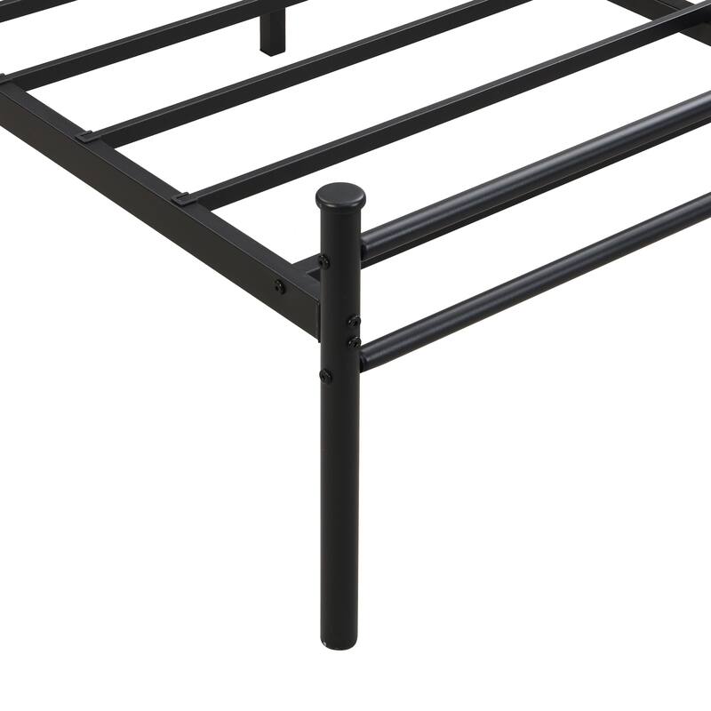 Twin Size Metal Bed Frame with 10.8" Under-Bed Storage, Headboard with Wood Panel, No Box Spring Needed