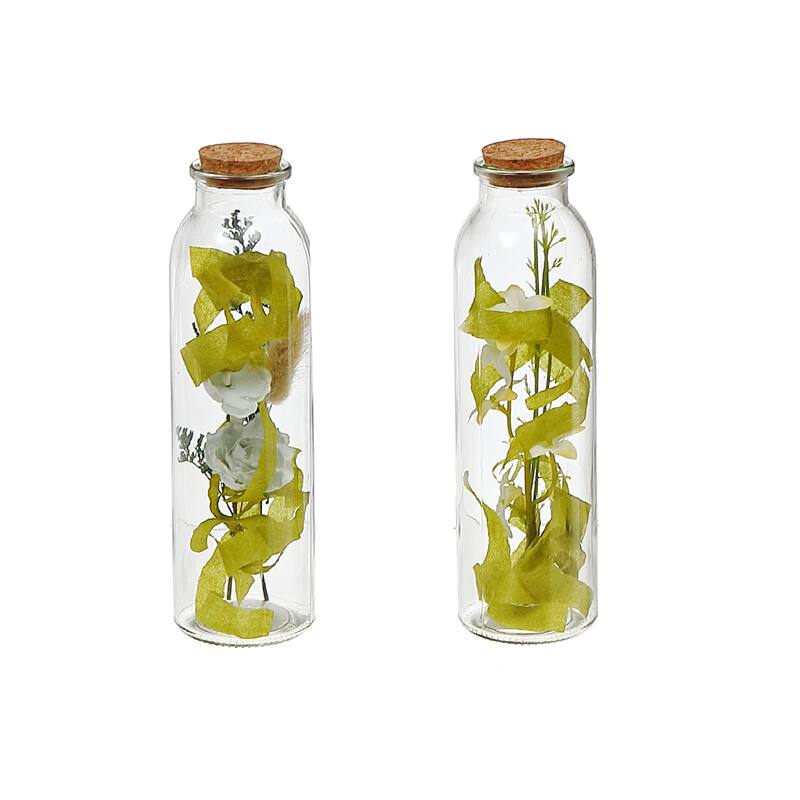 IH Casa Decor Dried Floral Arrangement In Glass Tube Asstd - Set of 2
