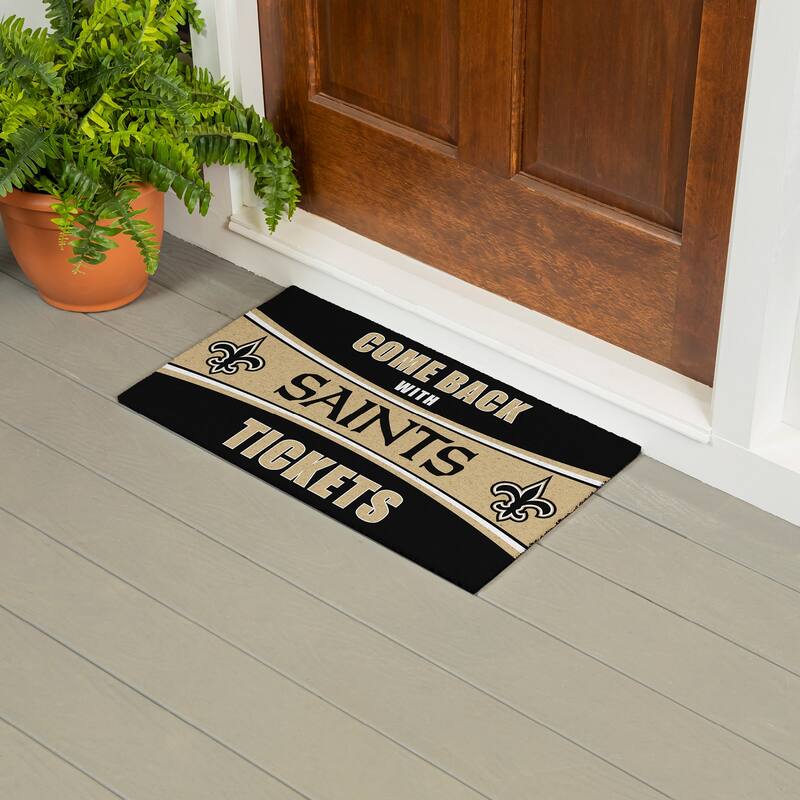 New Orleans Saints 28 in. x 16 in. PVC "Come Back With Tickets" Trapper Door Mat