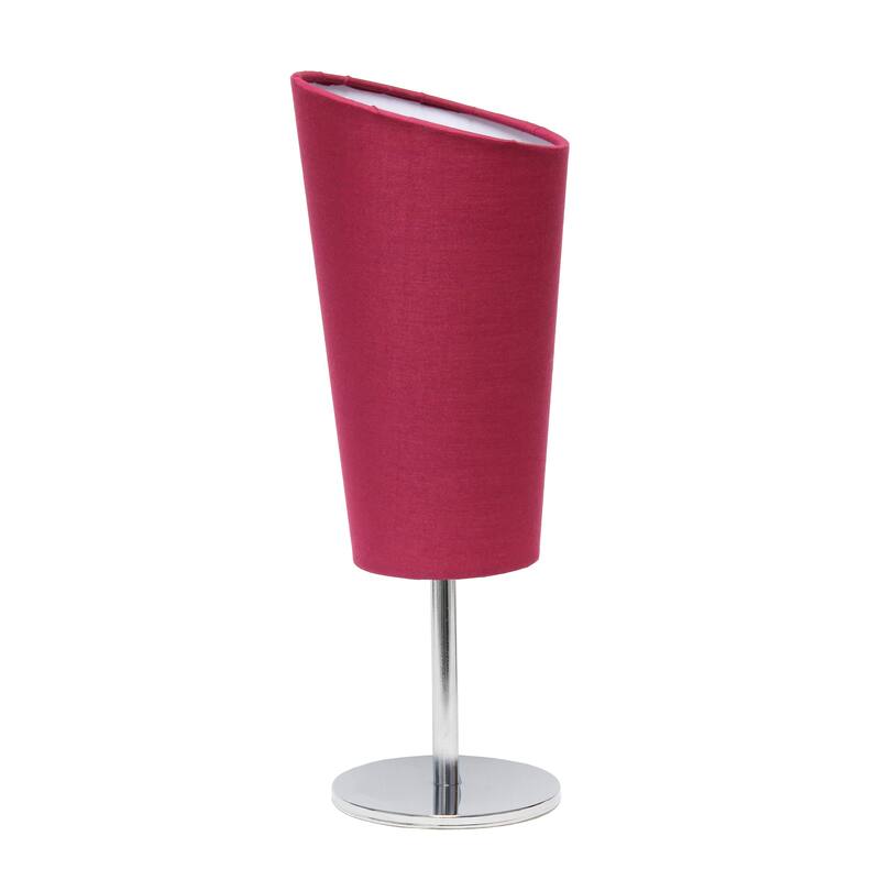 12.4" Chic Chrome Slanted Shade Accent Table Lamp, Stylish Lighting For Living Room, Bedroom, Office, Black Shade - PN