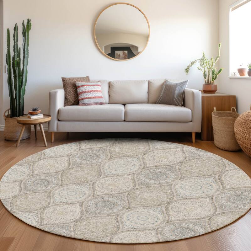 Premium Washable Super Soft Boho Mosaic Mayfield Rug - Taupe - 8' x 8'