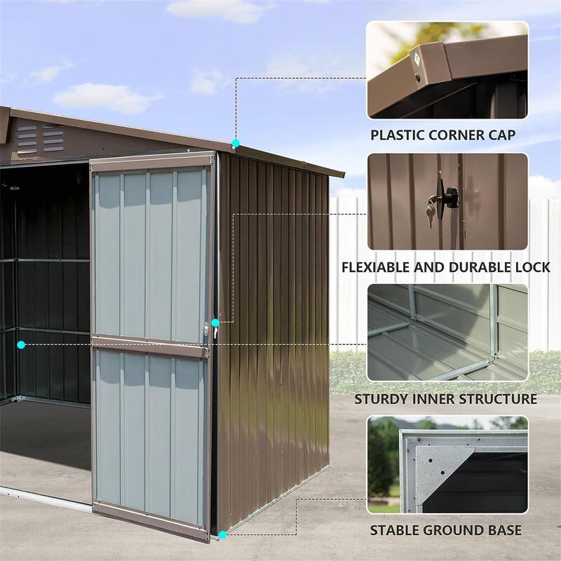 Rust-Resistant Metal Storage Shed with Double Lockable Doors & Air Vents, Water-proof Garden Shed Pet Shed, UV-Proof