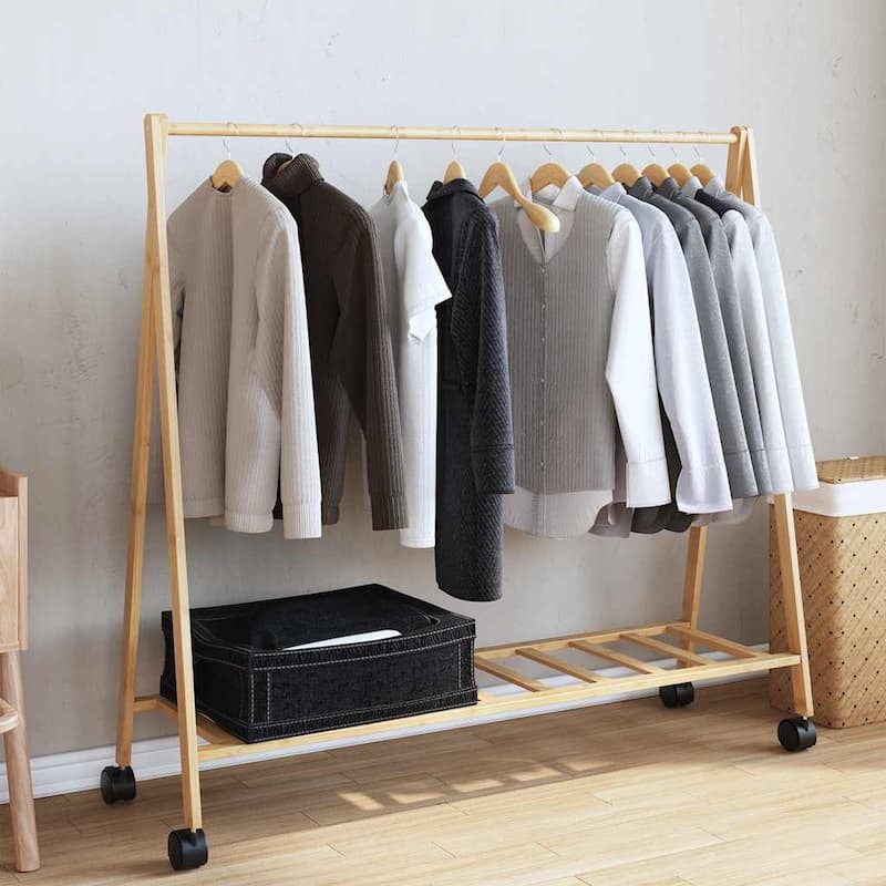 vidaXL Clothes Rack with Shelves Foldable Coat Rack Hanging Stand Hanger Bamboo
