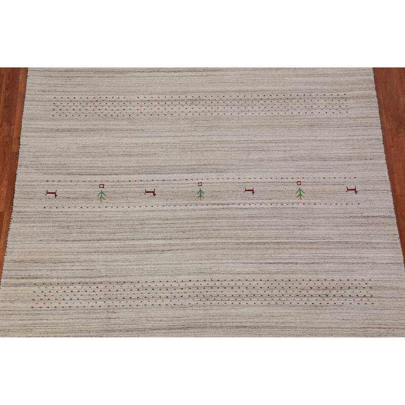 Little Animals Design Gabbeh Area Rug Hand-Knotted Wool Carpet - 6'3" x 8'10"