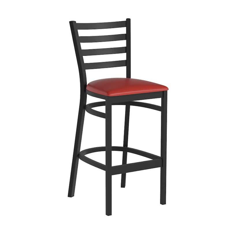 Ladder Back Metal Restaurant Barstool - 17"W x 18"D x 42.25"H