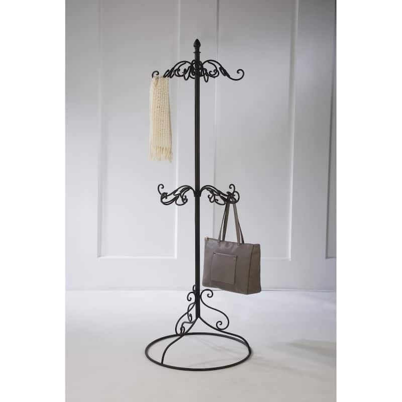 Black Metal 2-tier Coat or Purse Rack