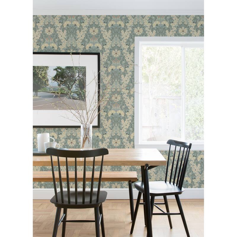 A-Street Prints Ojvind Light Blue Floral Ogee Wallpaper