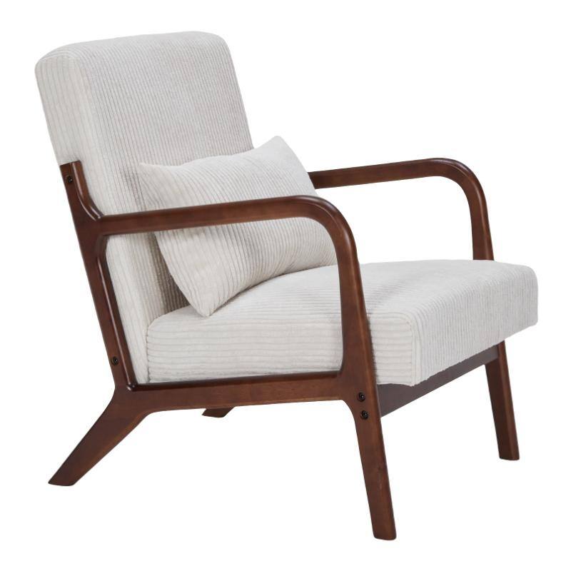 Mid-Century Modern Accent Chair, Arm Chair Living Room Chairs with Pillow Upholstered Reading Chair with Solid Wood Frame