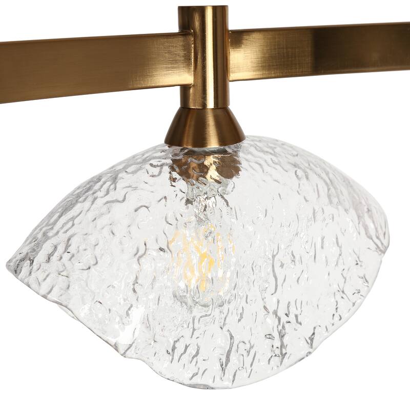 Modern Gold 5-Light Linear Chandelier Glass Island Pendant for Kitchen Island - 44.5" W x 7" H x 8.3" D
