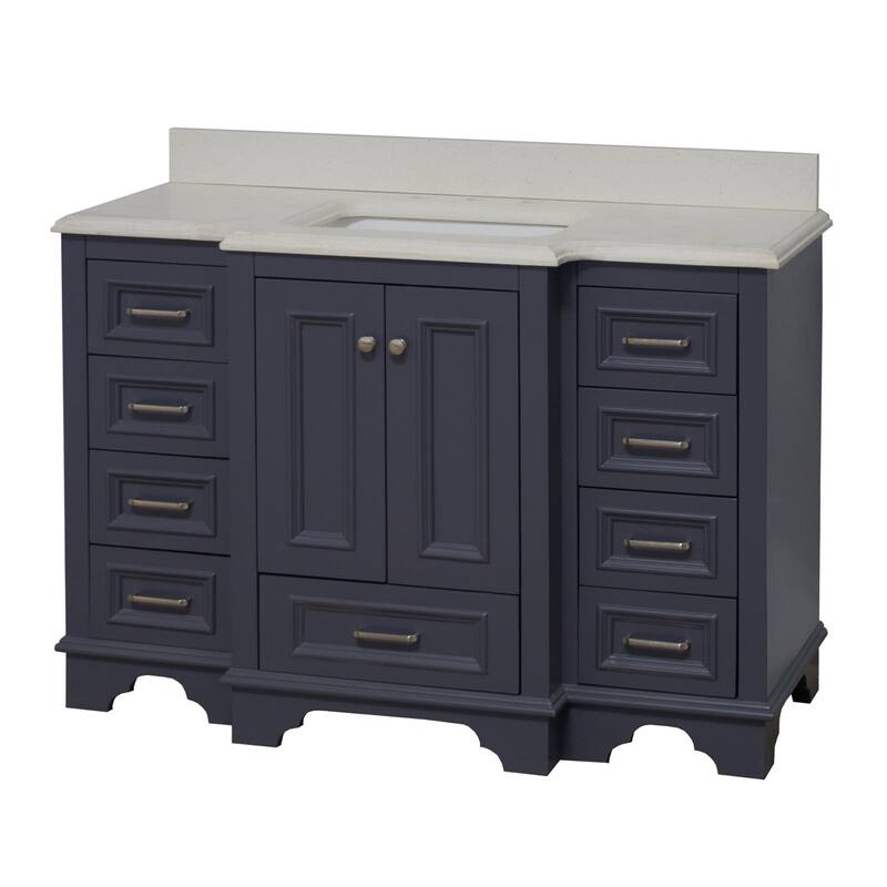 KitchenBathCollection Nantucket 48" Bathroom Vanity with Quartz Top